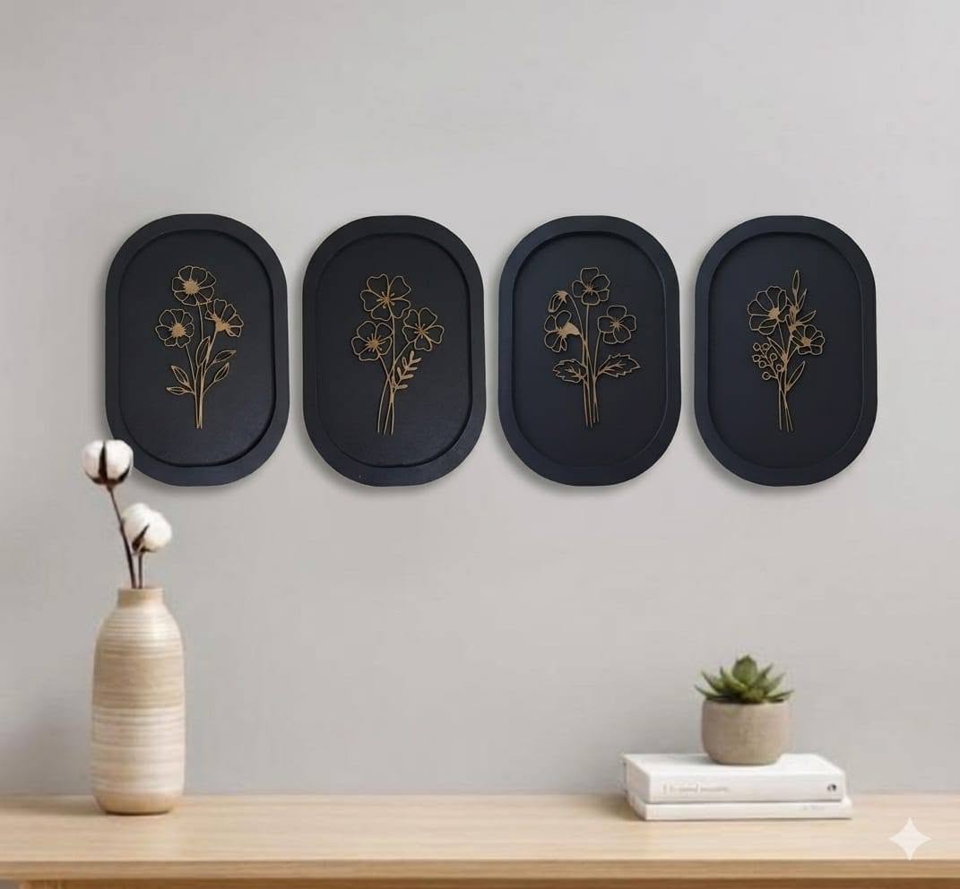 Exclusive Wooden Botanical Wall Frame Set (Set of 4)